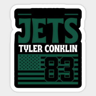 New York Jets Conklin 83 American Flag Football Sticker